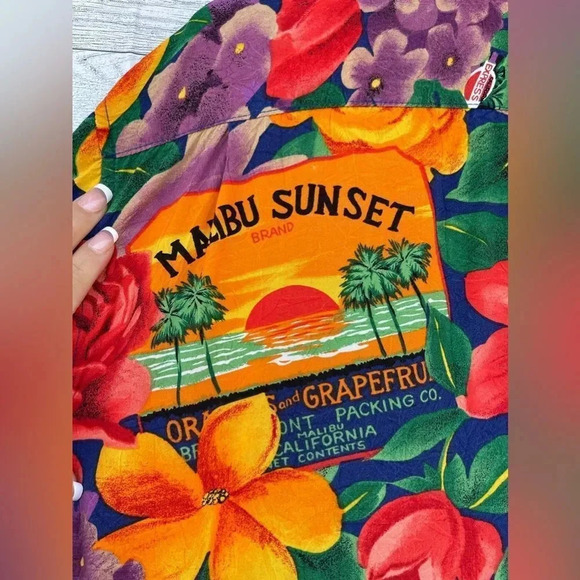 Jams World Santa Monica Floral Rayon Hawaiian Shirt Mens L Surf Line USA large - Picture 14 of 14